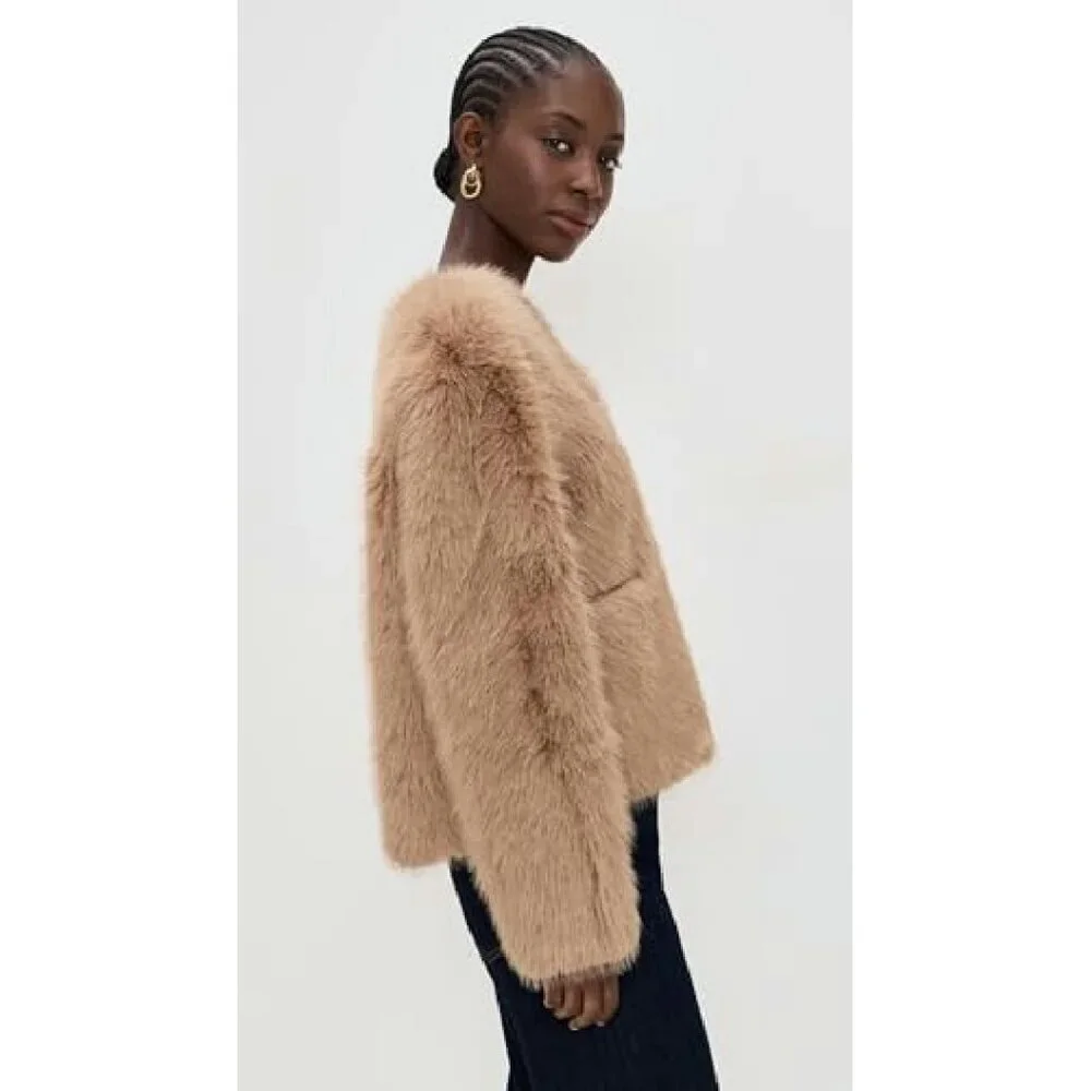 Size 14 Heavyweight Faux Fur Jacket with Welt Pockets